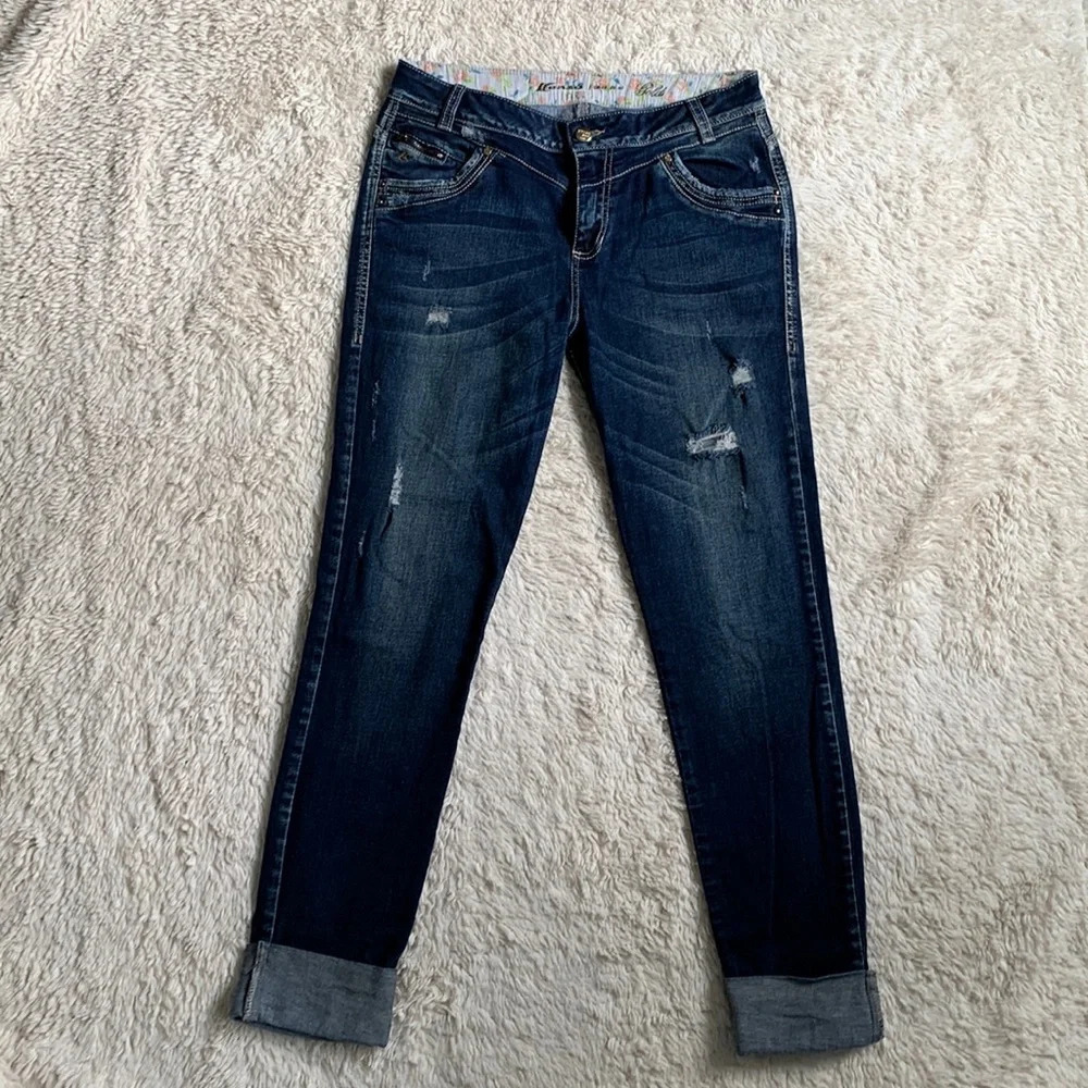 Kenzo jeans gold collection vintage boyfriend size 30 dark distressed